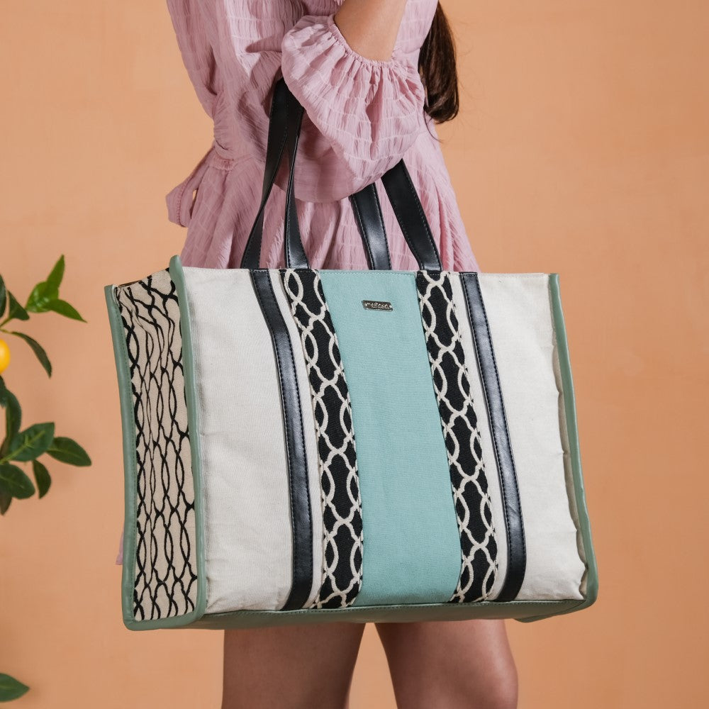 Eco-friendly Carryall Canvas Tote Bag Mint Large 17 X 12 Inch
