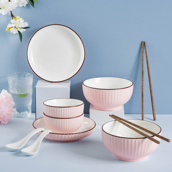 Rosy Bowl and Plate Set