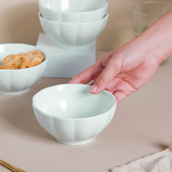 Scalloped Mint Bowl Set of 4