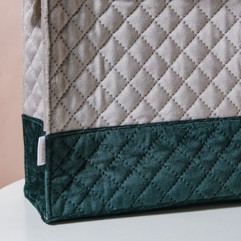 Luxe Velvet Lunch Bag Grey And Green