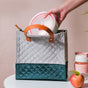 Luxe Velvet Lunch Bag Grey And Green
