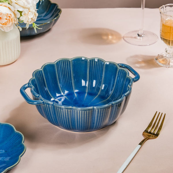 Ocean Serving Bowl with Handle Blue 600ml - Bowl, ceramic bowl, serving bowls, noodle bowl, salad bowls, bowl for snacks, baking bowls, large serving bowl, bowl with handle | Bowls for dining table & home decor