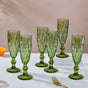 Crystal Textured Champagne Glass Green Set Of 6 150 ml