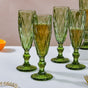 Crystal Textured Champagne Glass Green Set Of 6 150 ml