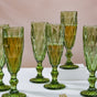 Crystal Textured Champagne Glass Green Set Of 6 150 ml