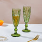 Crystal Textured Champagne Glass Green Set Of 6 150 ml
