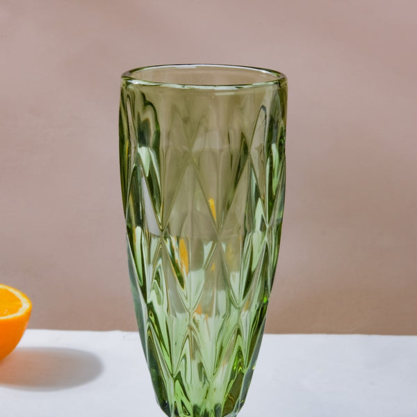Crystal Textured Champagne Glass Green Set Of 6 150 ml