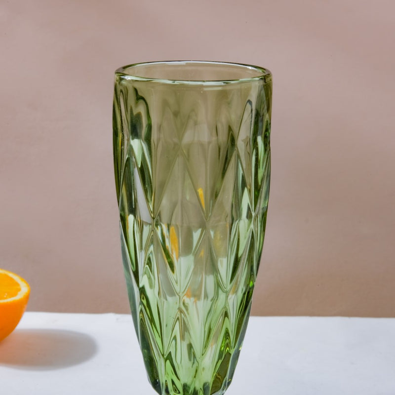 Crystal Textured Champagne Glass Green Set Of 6 150 ml