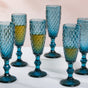 Textured Glassware Blue Set Of 6 150 ml