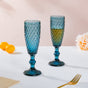 Textured Glassware Blue Set Of 6 150 ml