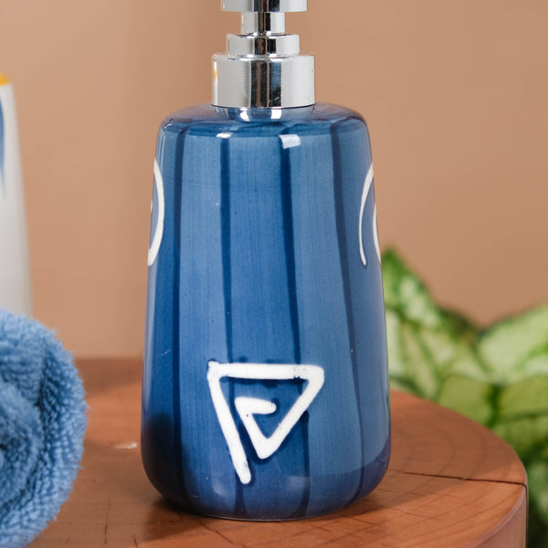 Nitori White Swirl Blue Dispenser With Nozzle 450ml