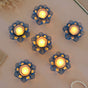 Lotus Glass Tea Light Holder Blue Set of 6 - Candle stand | Home decor ideas