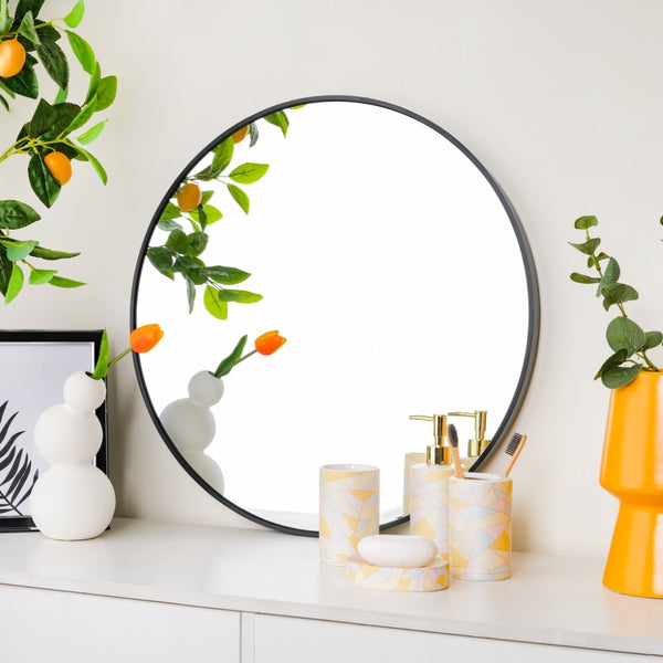 Round Metal Wall Mirror Black 23 Inch - Wall mirror for home decor | Living room, bathroom & bedroom decoration ideas