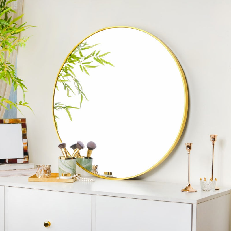 Round Vanity Mirror Gold 27 Inch - Wall mirror for home decor | Living room, bathroom & bedroom decoration ideas