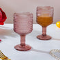 Rose Bubble Patterned Stemmed Glass Mauve Set Of 6 250ml