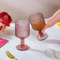 Rose Bubble Patterned Stemmed Glass Mauve Set Of 6 250ml