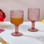 Rose Bubble Patterned Stemmed Glass Mauve Set Of 6 250ml