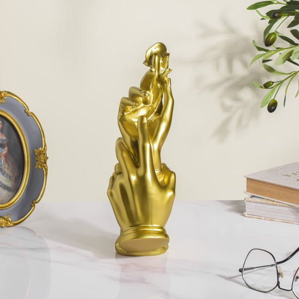 Lady With Rose Hand Gesture Decor Object 11 Inch
