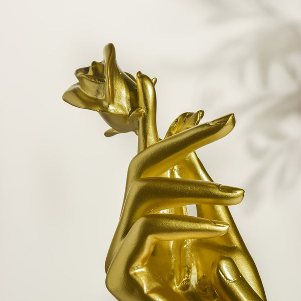 Lady With Rose Hand Gesture Decor Object 11 Inch