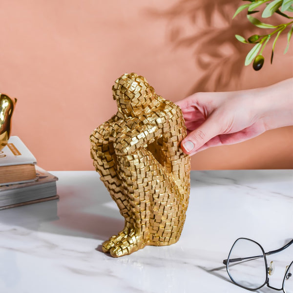 Thinking Man Textured Showpiece Gold 7.5 Inch