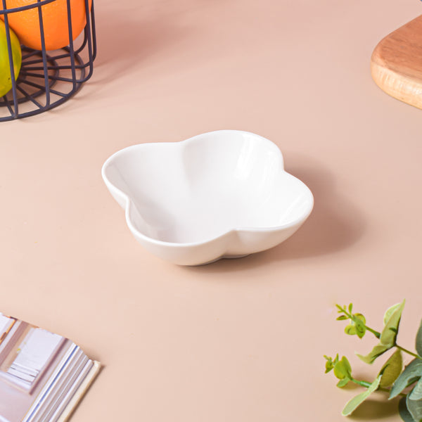 Riona Bloom Ceramic Bowl White 200 ml - Bowl,ceramic bowl, snack bowls, curry bowl, popcorn bowls | Bowls for dining table & home decor