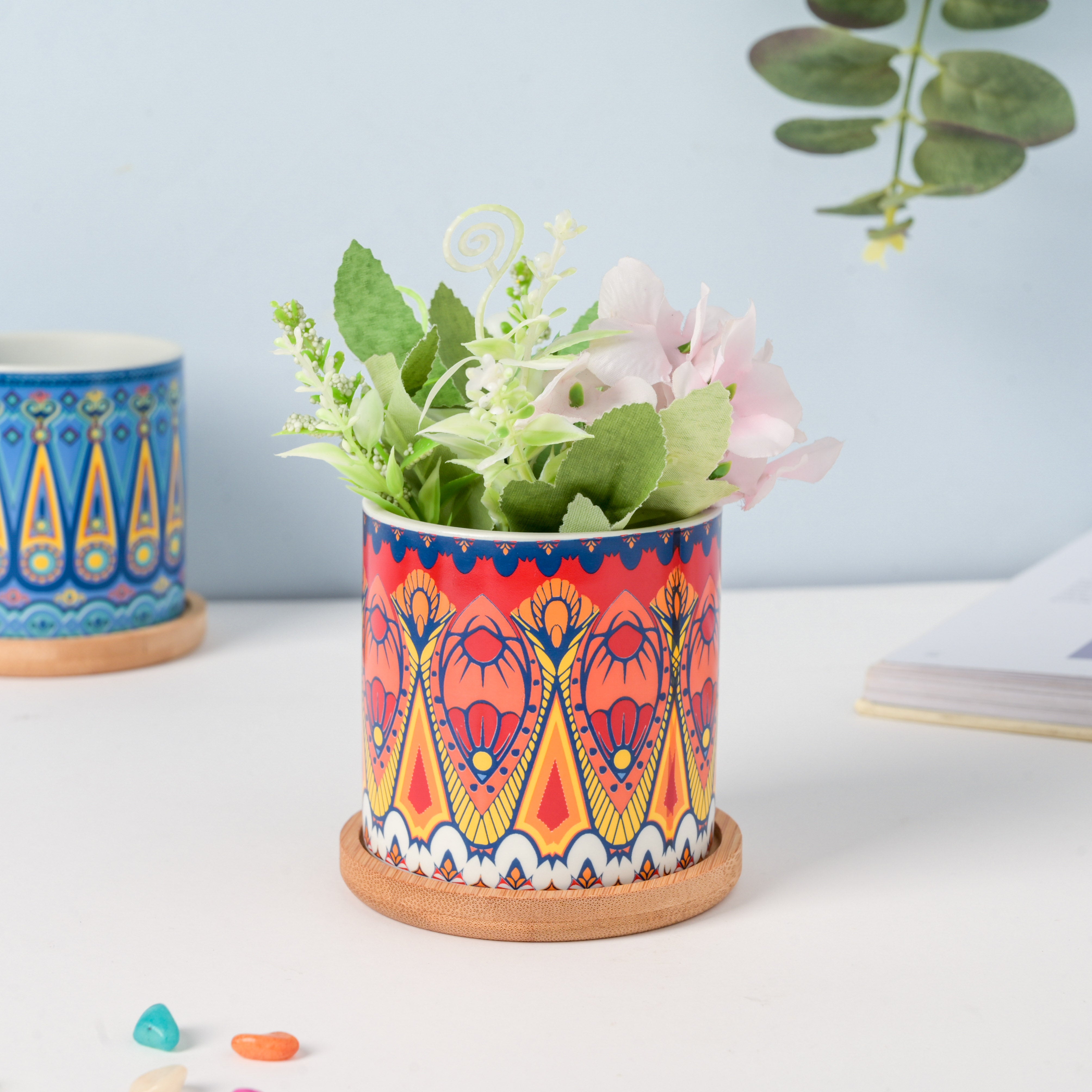 nesta ceramic pot planter Beaming Red Planter With Coaster Online - Premium Planter
