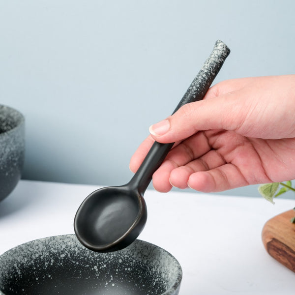 Earthy Ceramic Spoon Black