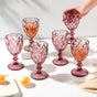 Rose Textured Drinkware Glass Mauve Set of 6 250 ml