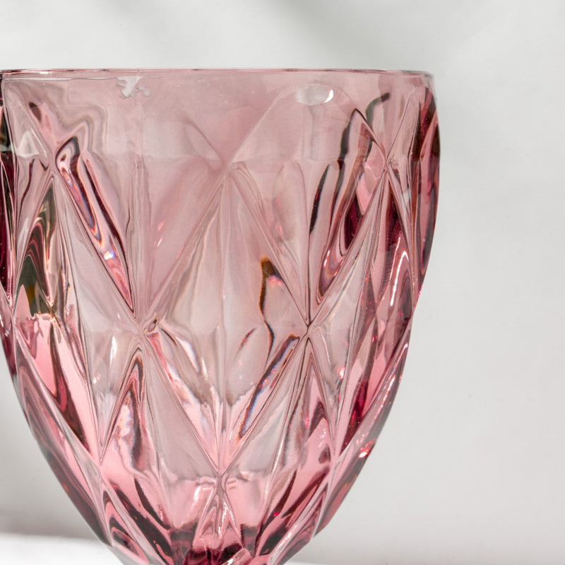 Rose Textured Drinkware Glass Mauve Set of 6 250 ml