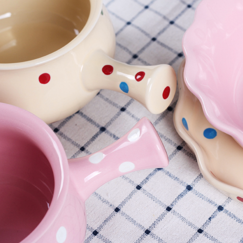 Dots Ceramic Pot Colourful - Soup bowl, ceramic bowl, salad bowls, snack bowls, bowl with handle | Bowls for dining table & home decor