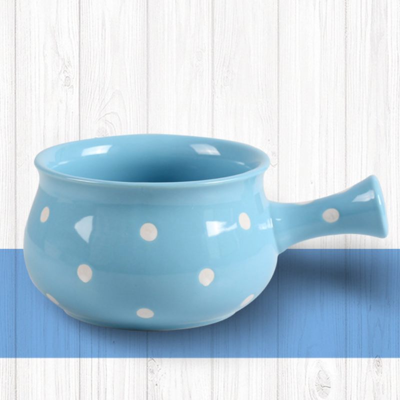 Dots Ceramic Pot Colourful - Soup bowl, ceramic bowl, salad bowls, snack bowls, bowl with handle | Bowls for dining table & home decor