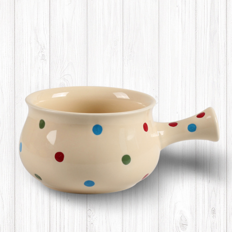 Dots Ceramic Pot Colourful - Soup bowl, ceramic bowl, salad bowls, snack bowls, bowl with handle | Bowls for dining table & home decor