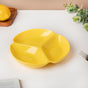 Ceramic Round Section Plate Yellow - Serving plate, snack plate, momo plate, plate with compartment | Plates for dining table & home decor