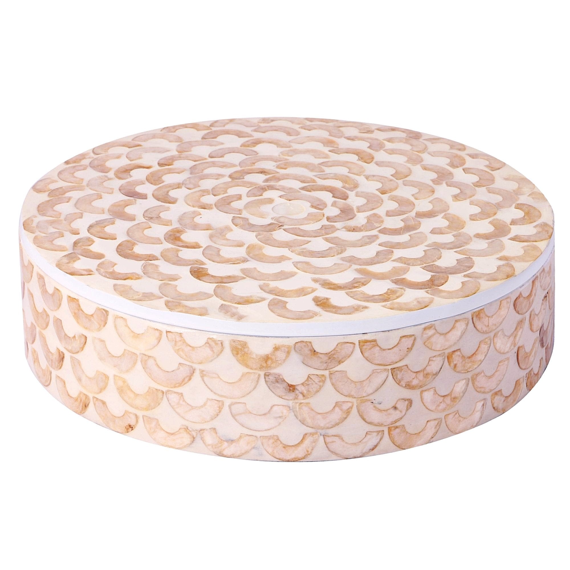 Mother Of Pearl Round Box-Half Moon Shell - Nestasia Home Decor