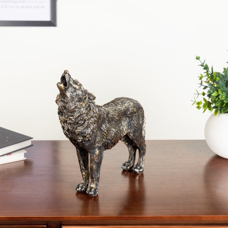 Antique Howling Wolf Showpiece 9 Inch - Showpiece | Home decor item | Room decoration item