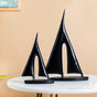 Sailing Ship Resin Decor Object Black Set Of 2 - Showpiece | Home decor item | Room decoration item