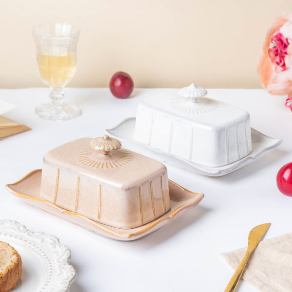 Vintage Butter Dish Beige