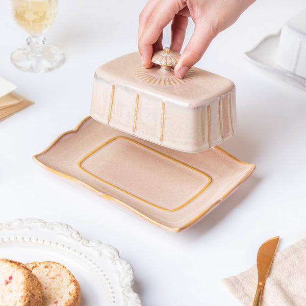 Vintage Butter Dish Beige