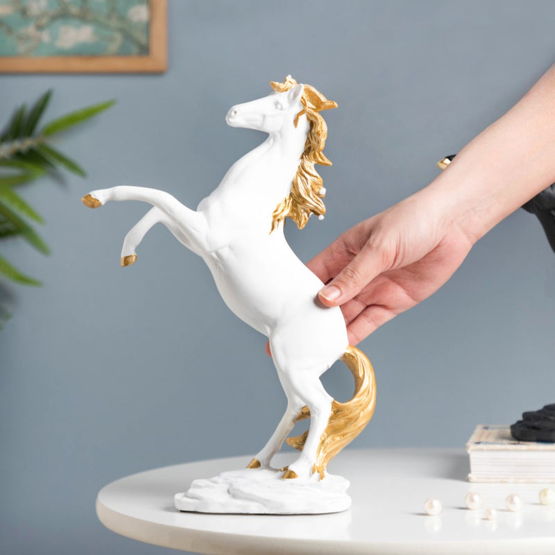 Horse Sculpture Decor Object White 11.5 Inch - Showpiece | Home decor item | Room decoration item