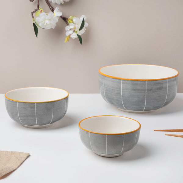 Willow Dark Grey Ceramic Serving Bowl 8 inch