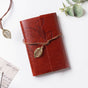 Wanderlust Leather Journal With Leaf Tassel Strap Brown 75 Pages