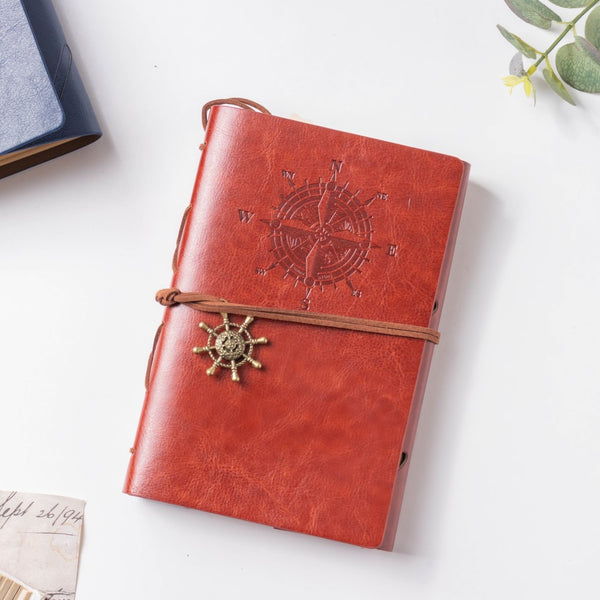 Seafarer Leather Journal With Anchor And Helm Tassel Strap Brown 75 Pages