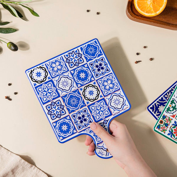 Mezze Ceramic Platter Blue 9 Inch - Ceramic platter, serving platter, fruit platter | Plates for dining table & home decor