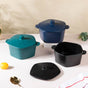Pentagon Ceramic Casserole With Lid Green - Serving bowl with lid, ceramic bowls with lids, noodle bowl, oven bowl, bowl with handle | Bowls for dining table & home decor