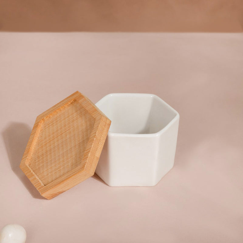 White Ceramic Planter Hexagon Set Of 4