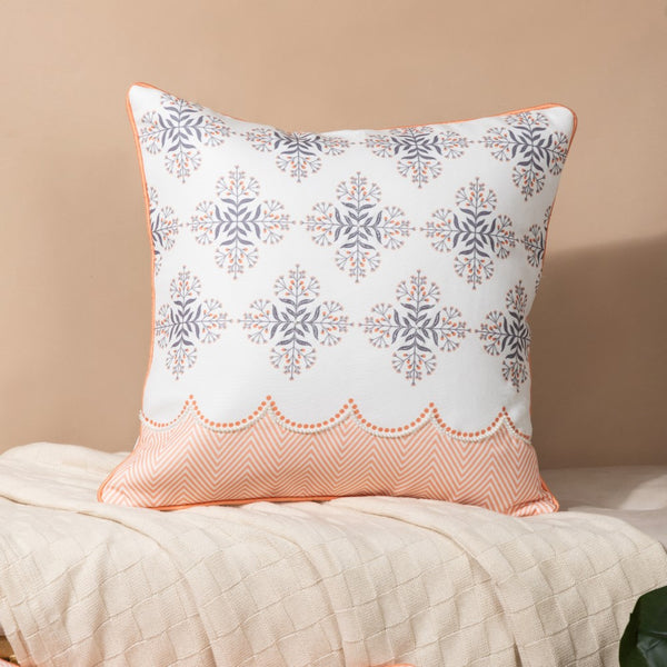 Faenza Handwork Cushion Cover Set Of 3 Peach 16 x 16 Inch