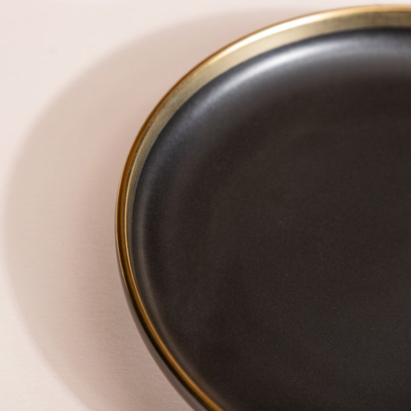 VERA Ceramic Appetizer Plate Black 7 Inch - Serving plate, snack plate, dessert plate | Plates for dining & home decor