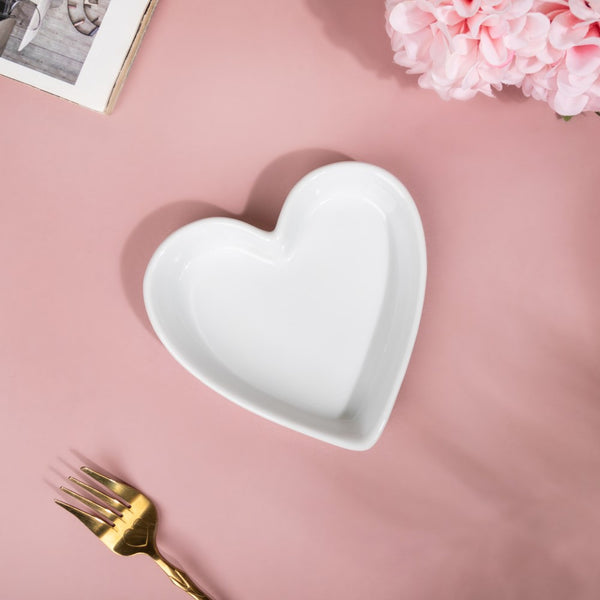 Riona Heart Ceramic Small Dish White
