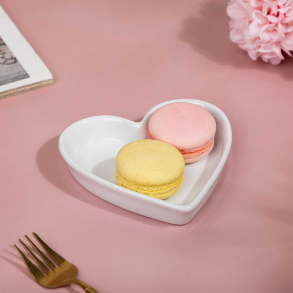 Riona Heart Ceramic Small Dish White - Serving plate, small plate, snacks plates | Plates for dining table & home decor