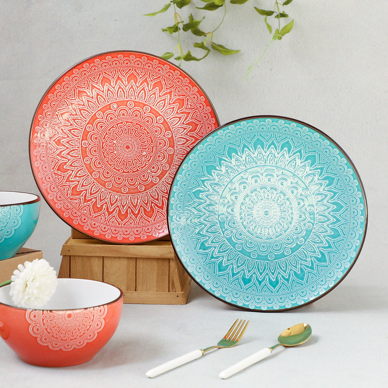 Designer Dinner Plate - Serving plate, snack plate, ceramic dinner plates| Plates for dining table & home decor